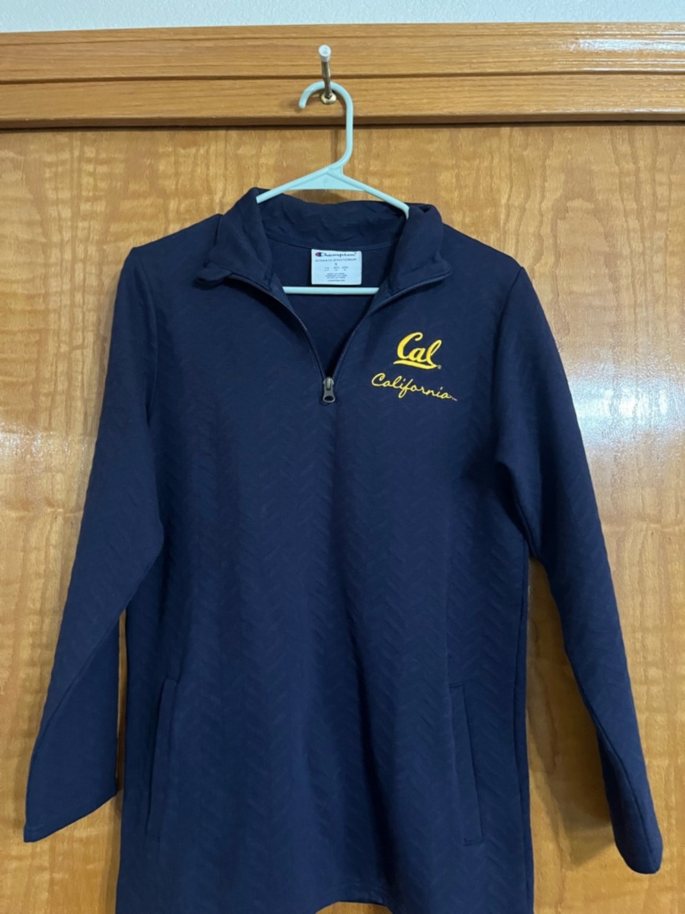 Champion Navy Blue V-Neck Pullover with Yellow Cal California Logo